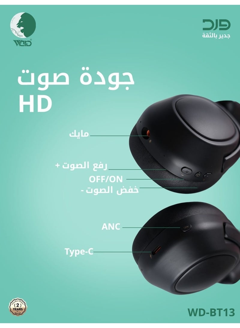 WARD WD-BT13 headphone from Ward - Power in her voice!  Live a fairytale sound experience with real noise isolation in 42 decibels deep!  A powerful battery that lasts and is charged in only two hours  4  Bluetooth 5.3 for stable and fast communication  Comfortable design and pure sound with amazing details  Charge from anywhere - computer, mobile charger or car  Warranty for two years because the quality of rose is always guaranteed. - Image 3